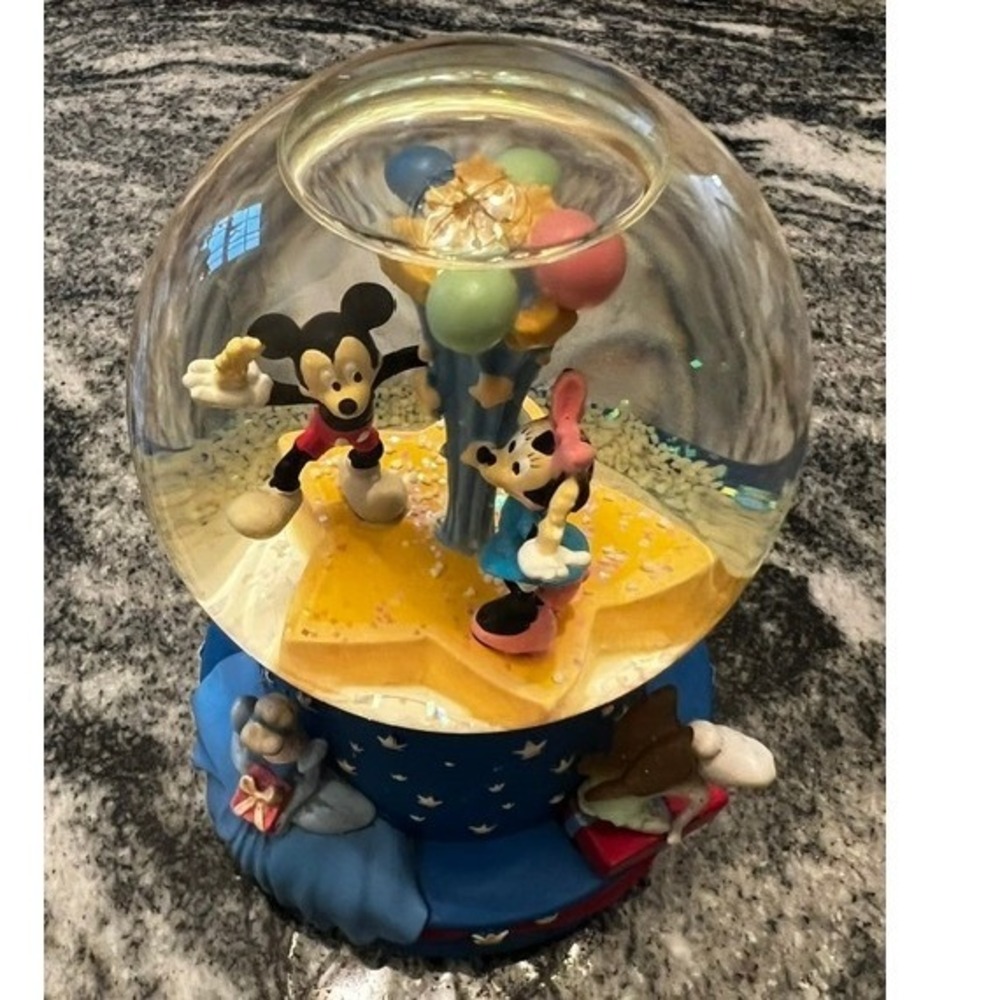 Disney Snow Globe Blue Mickey Minnie Cinderella Pinocchio Pongo Star Centennial